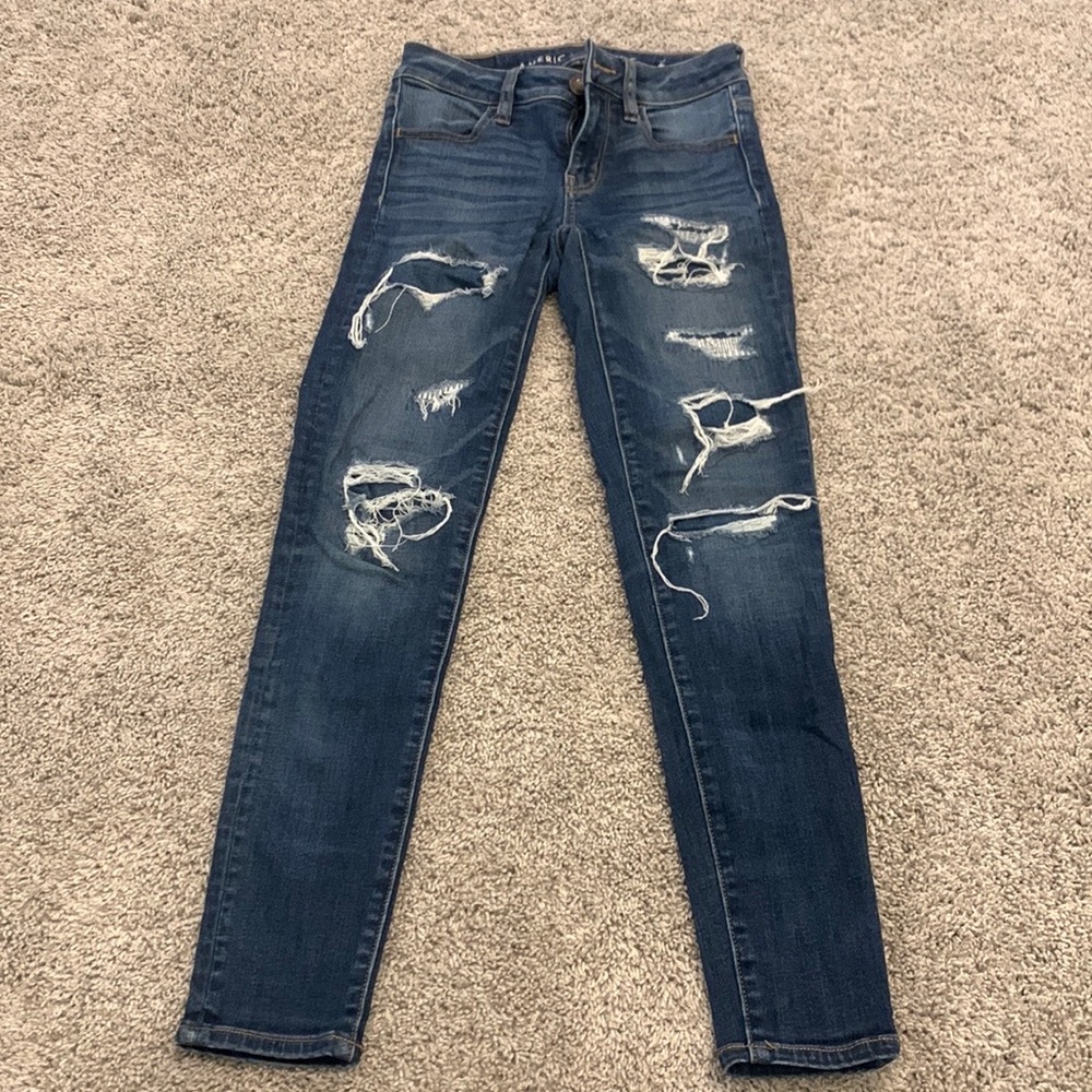 american eagle blue jeans size: 00